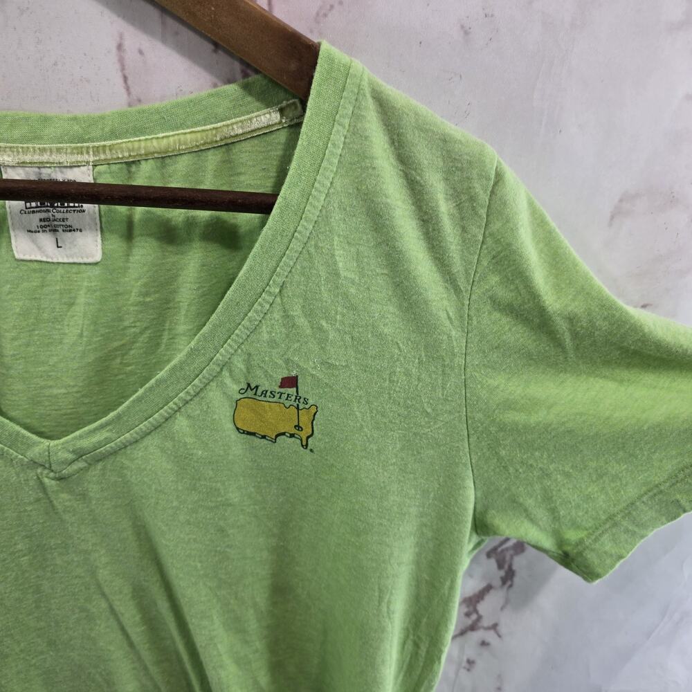 Masters T Shirt Womens Large Green V Short Sleeve Clubhouse Collection Tee - Picture 8 of 9